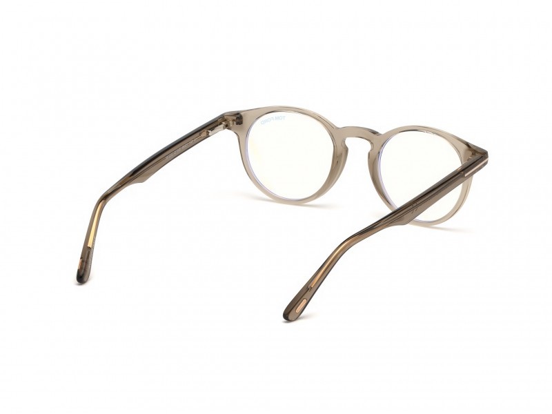 Eyeglasses Tom Ford FT5557-B (045) color marrone chiaro luc. shape round 
