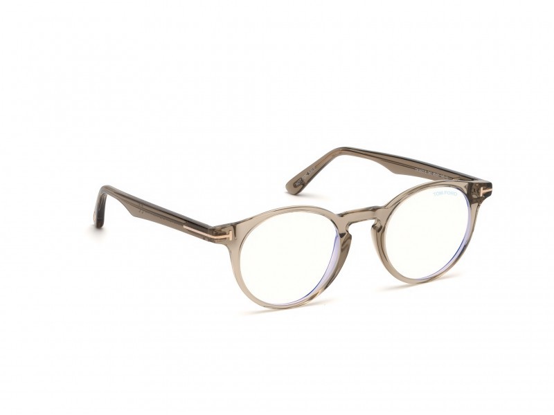 Eyeglasses Tom Ford FT5557-B (045) color marrone chiaro luc. shape round 
