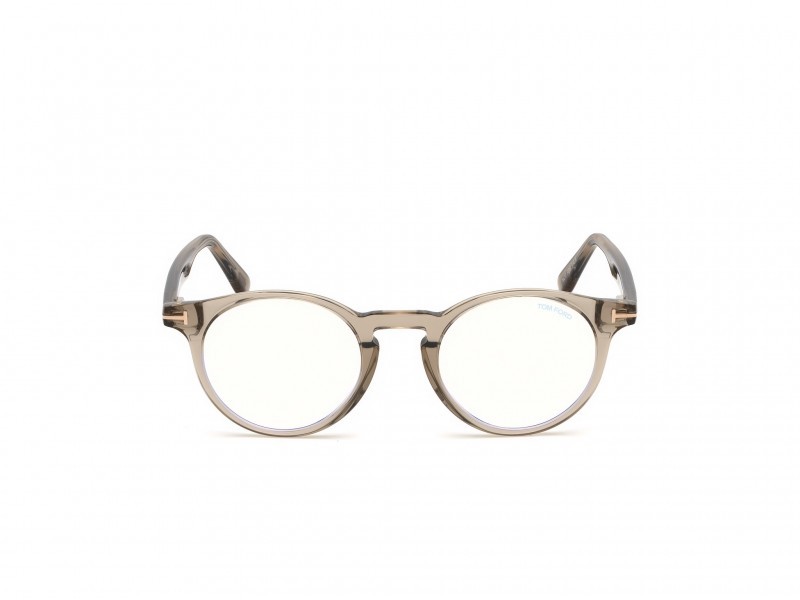 Eyeglasses Tom Ford FT5557-B (045) color marrone chiaro luc. shape round 