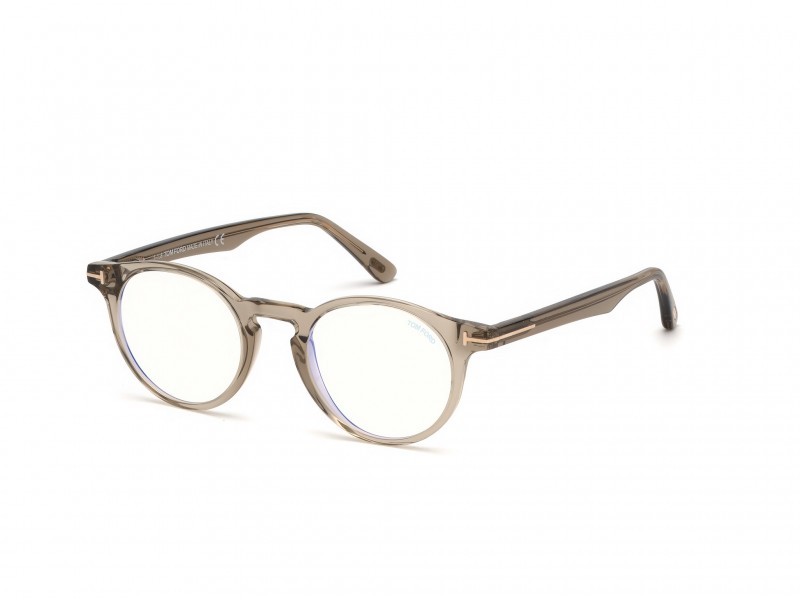 Eyeglasses Tom Ford FT5557-B (045) color marrone chiaro luc. shape round 