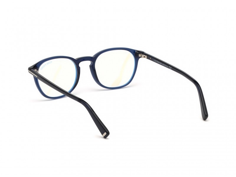 Occhiali da vista Tom Ford FT5583-B (090) colore blu lucido  forma geometrico 