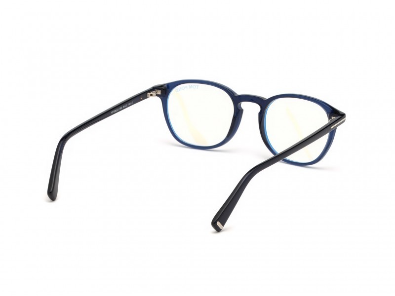 Occhiali da vista Tom Ford FT5583-B (090) colore blu lucido  forma geometrico 