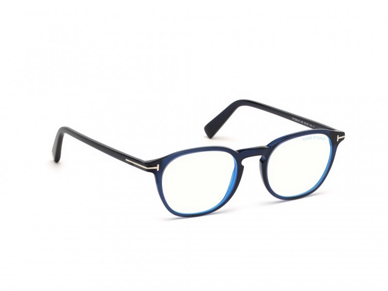 Occhiali da vista Tom Ford FT5583-B (090) colore blu lucido  forma geometrico 
