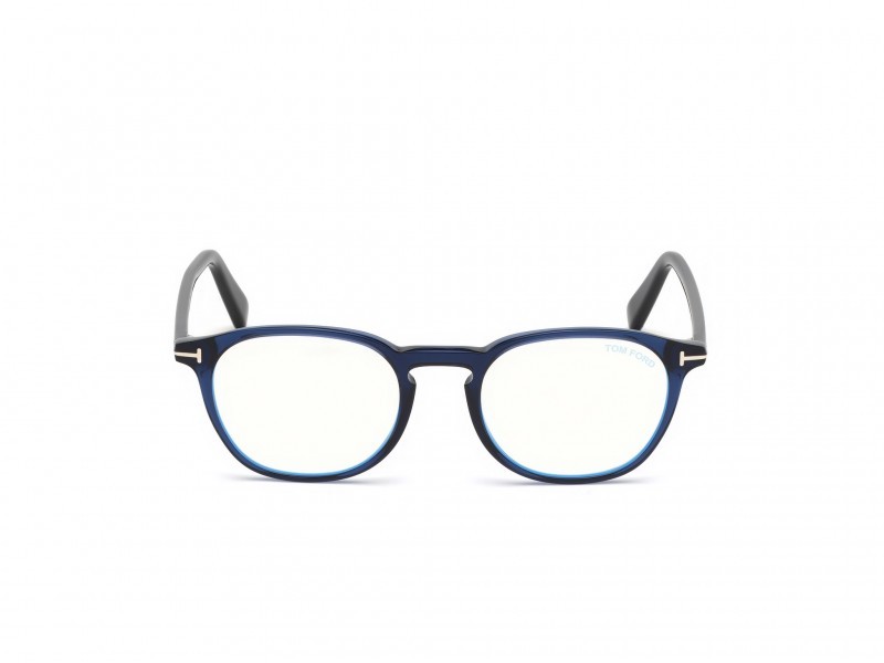 Occhiali da vista Tom Ford FT5583-B (090) colore blu lucido  forma geometrico 