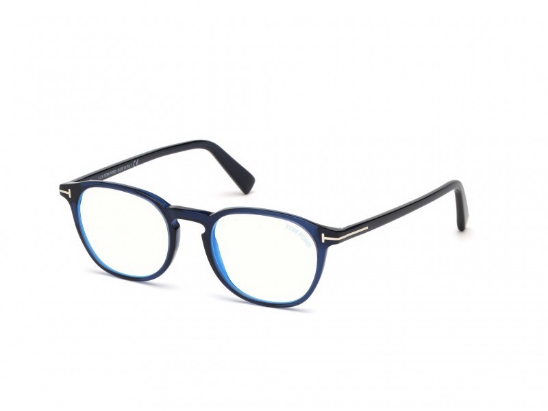 Occhiali da vista Tom Ford FT5583-B (090) colore blu lucido  forma geometrico 