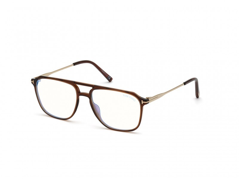 Brillen Tom Ford FT5665-B (048) farbe marrone scuro lucido form navigator 