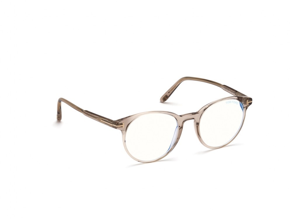 Occhiali da vista Tom Ford FT5695-B (045) colore marrone chiaro lucido forma rotondo 