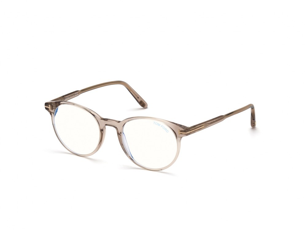 Occhiali da vista Tom Ford FT5695-B (045) colore marrone chiaro lucido forma rotondo 