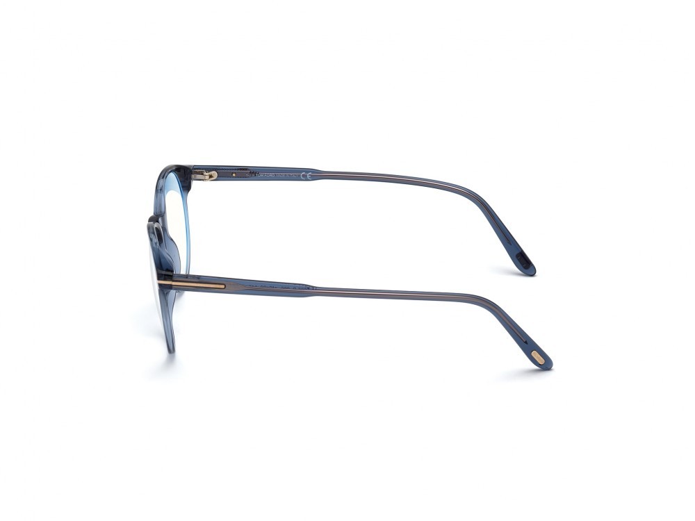 Eyeglasses Tom Ford FT5695-B (090) color blu lucido shape round 