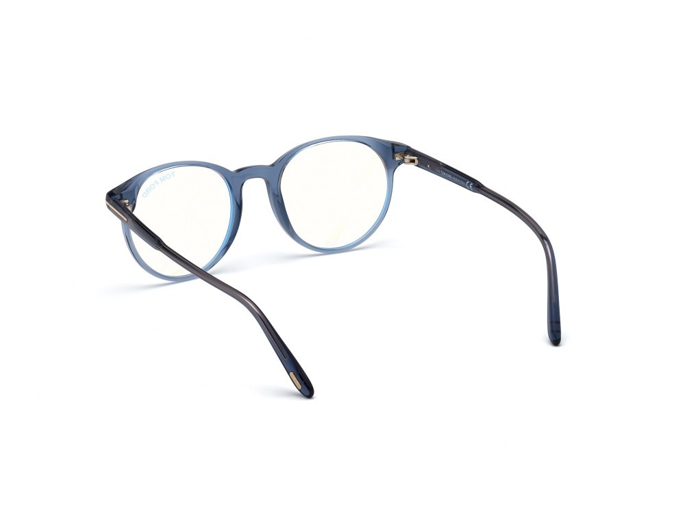 Eyeglasses Tom Ford FT5695-B (090) color blu lucido shape round 