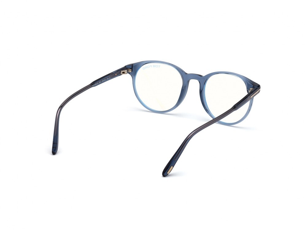 Eyeglasses Tom Ford FT5695-B (090) color blu lucido shape round 