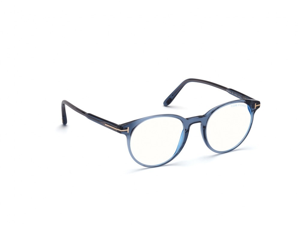 Eyeglasses Tom Ford FT5695-B (090) color blu lucido shape round 