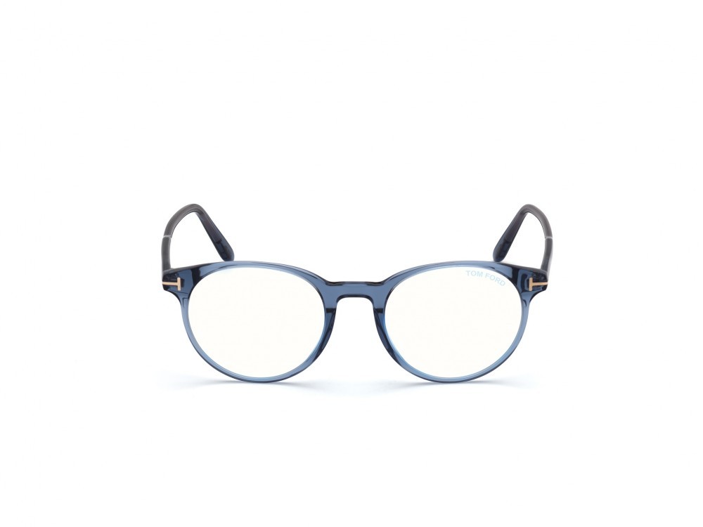 Eyeglasses Tom Ford FT5695-B (090) color blu lucido shape round 