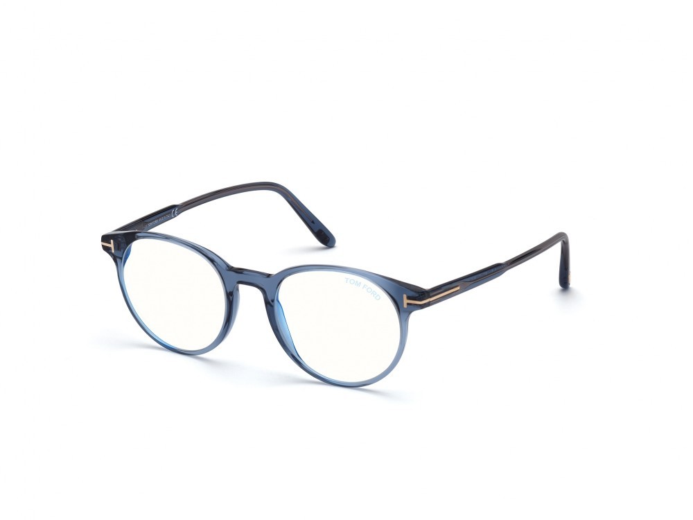 Eyeglasses Tom Ford FT5695-B (090) color blu lucido shape round 
