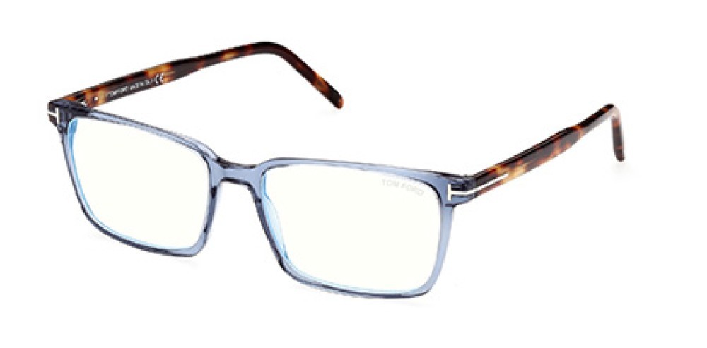 Occhiali da vista Tom Ford FT5802-B (090) colore blu lucido forma rettangolare 