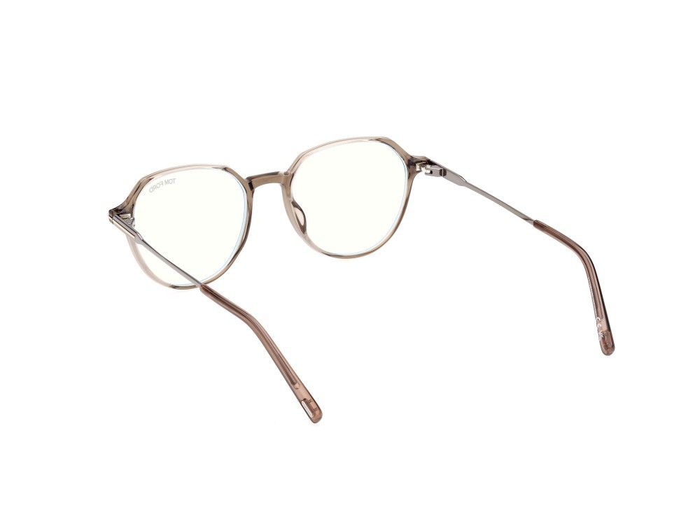 Occhiali da vista Tom Ford FT5875-B (045) colore marrone chiaro lucido forma rotondo 