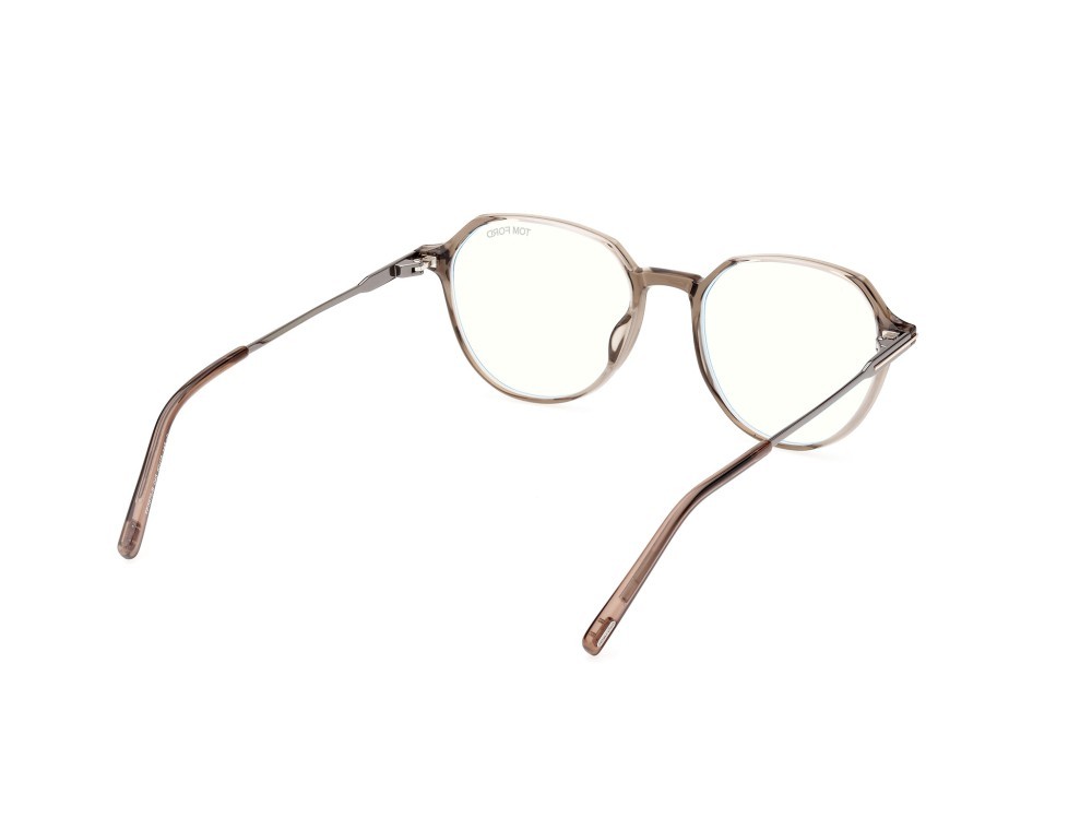 Occhiali da vista Tom Ford FT5875-B (045) colore marrone chiaro lucido forma rotondo 