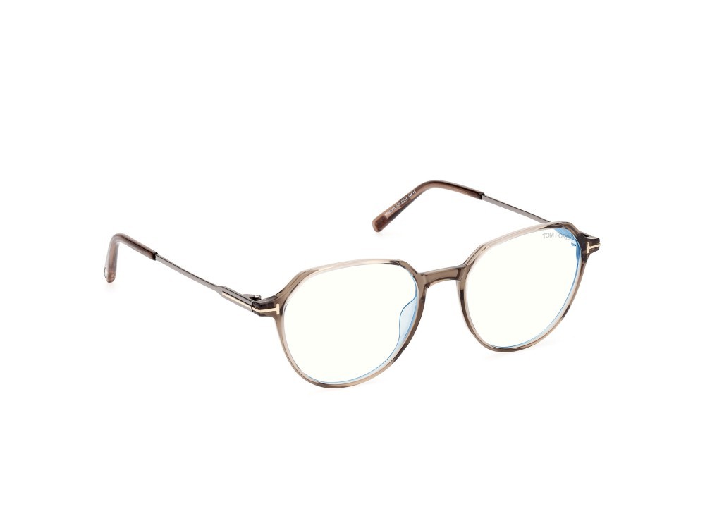 Occhiali da vista Tom Ford FT5875-B (045) colore marrone chiaro lucido forma rotondo 