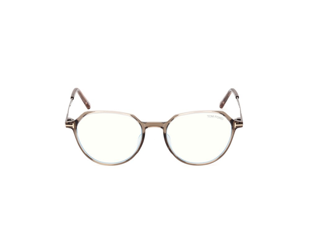 Occhiali da vista Tom Ford FT5875-B (045) colore marrone chiaro lucido forma rotondo 