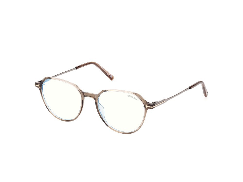 Occhiali da vista Tom Ford FT5875-B (045) colore marrone chiaro lucido forma rotondo 