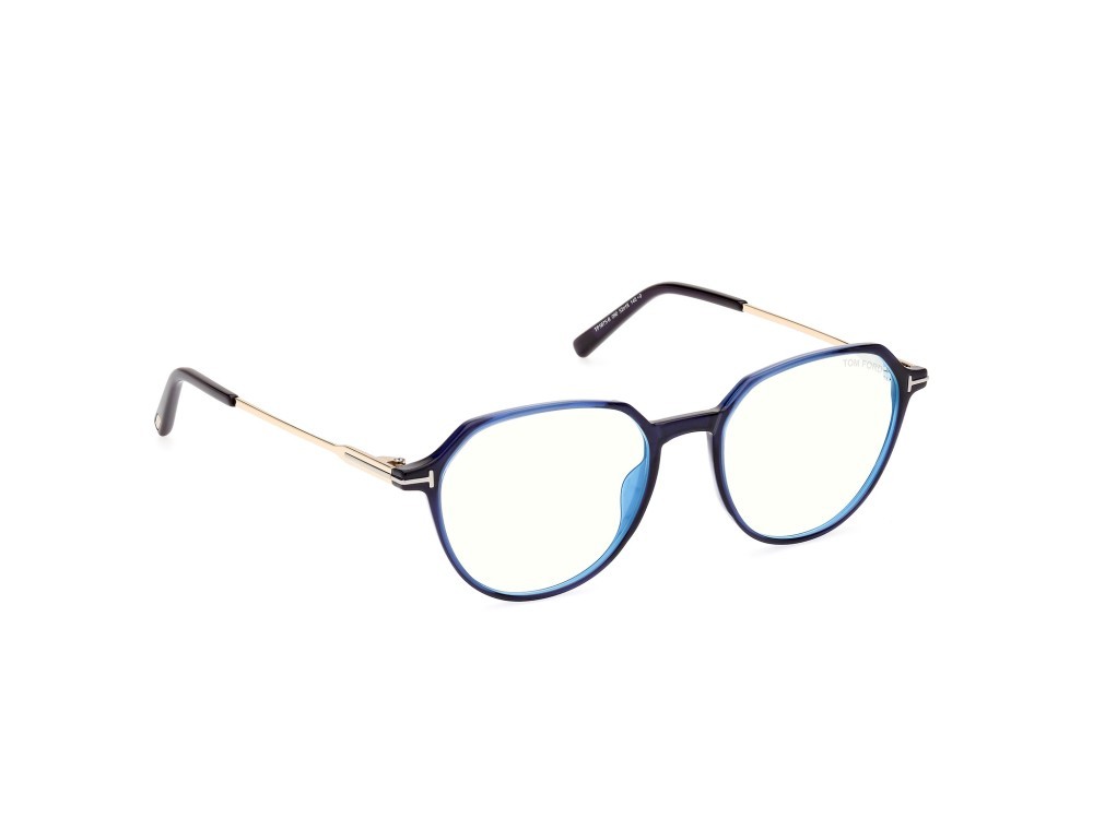 Occhiali da vista Tom Ford FT5875-B (090) colore blu lucido forma rotondo 