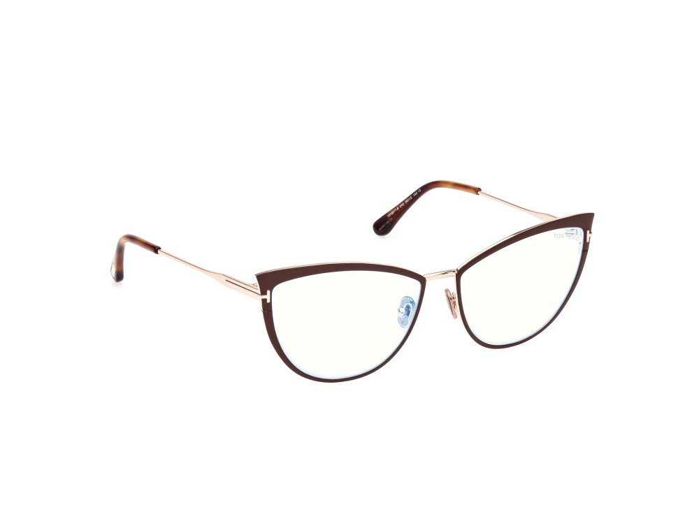Brillen Tom Ford FT5877-B (046) farbe marrone chiaro opaco form cat-eye 