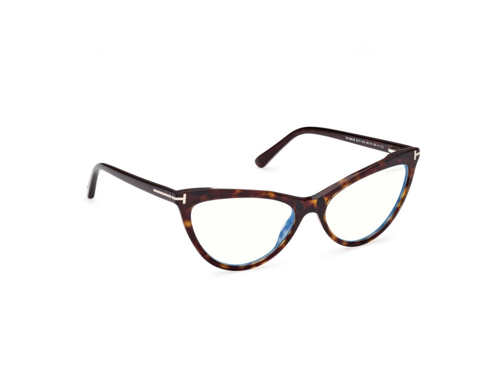Brillen Tom Ford FT5896-B (052) + clip-on farbe avana scura form cat-eye 