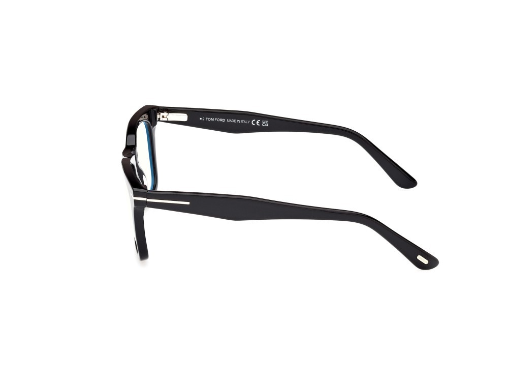 Occhiali da vista Tom Ford FT5970-B (001) + clip-on colore nero lucido forma quadrato lenti fumo 
