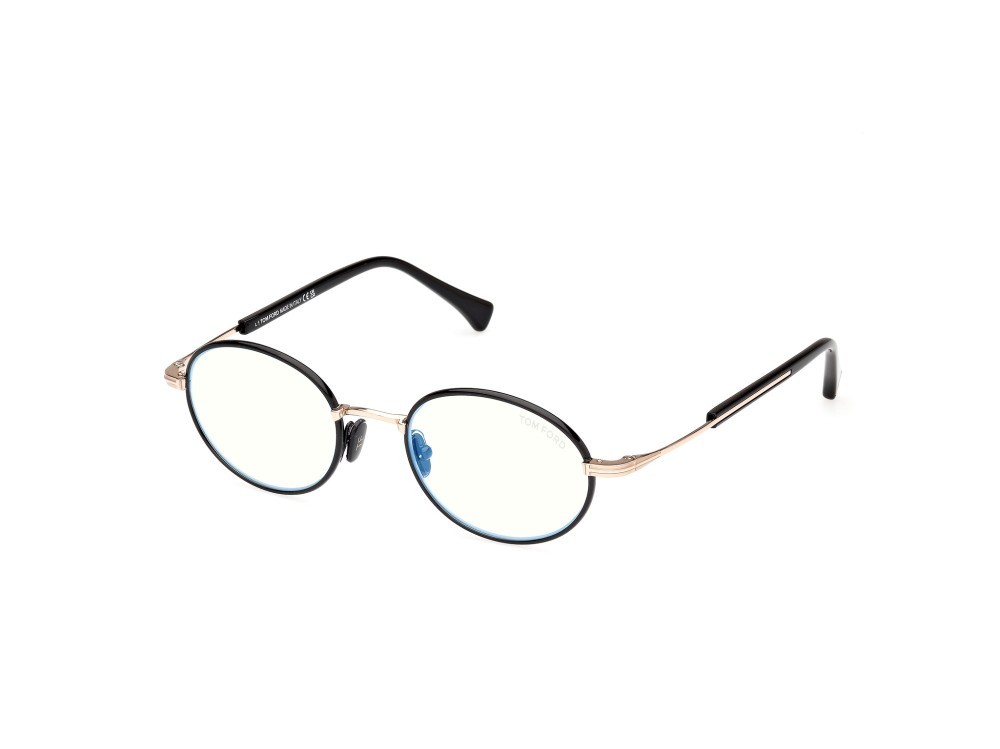 Occhiali da vista Tom Ford FT5973-B (005) colore nero lucido - oro rosè lucido forma rotondo 