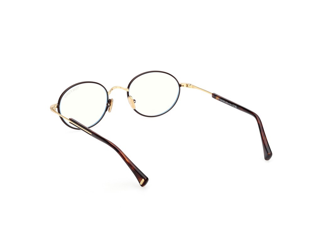 Brillen Tom Ford FT5973-B (050) farbe marrone scuro lucido - oro endura lucido form rund 