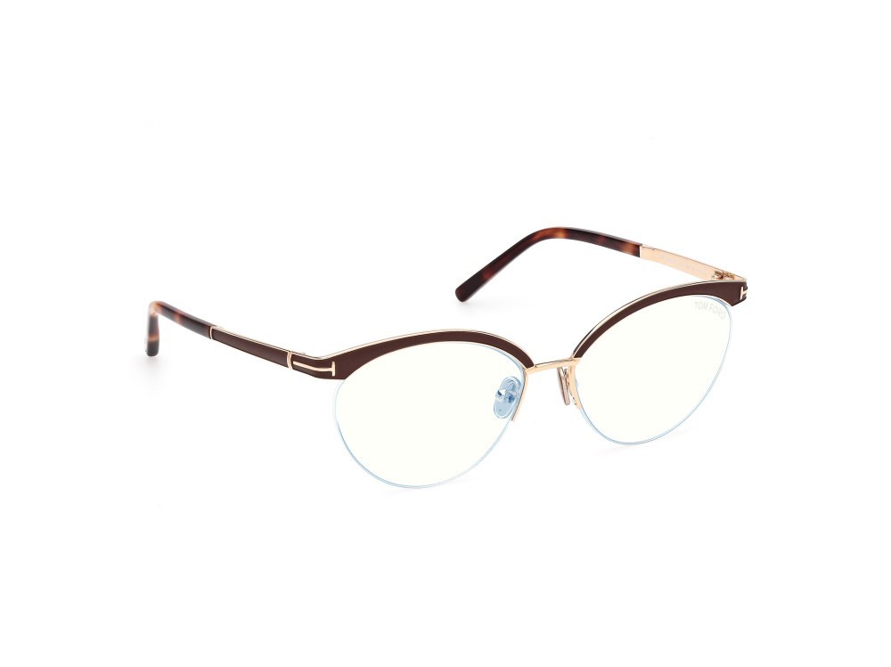 Brillen Tom Ford FT5983-B (046) farbe marrone chiaro opaco form cat-eye 