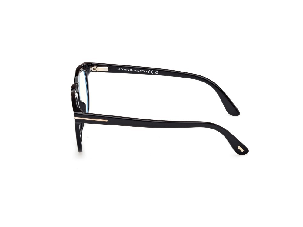 Occhiali da vista Tom Ford FT5993-B (001) + clip-on colore nero lucido forma rotondo lenti fumo