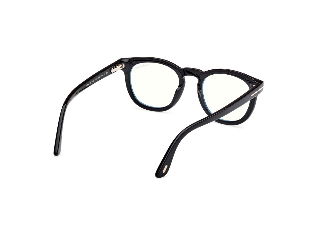 Occhiali da vista Tom Ford FT5993-B (001) + clip-on colore nero lucido forma rotondo lenti fumo
