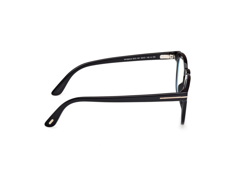Occhiali da vista Tom Ford FT5993-B (001) + clip-on colore nero lucido forma rotondo lenti fumo
