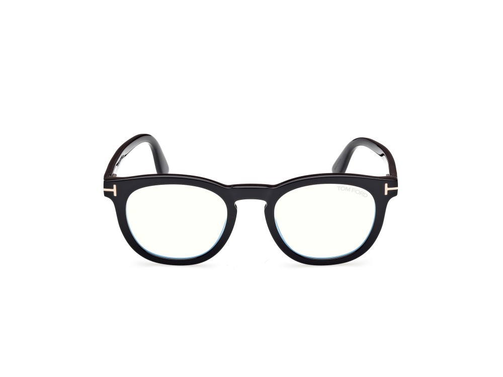 Occhiali da vista Tom Ford FT5993-B (001) + clip-on colore nero lucido forma rotondo lenti fumo