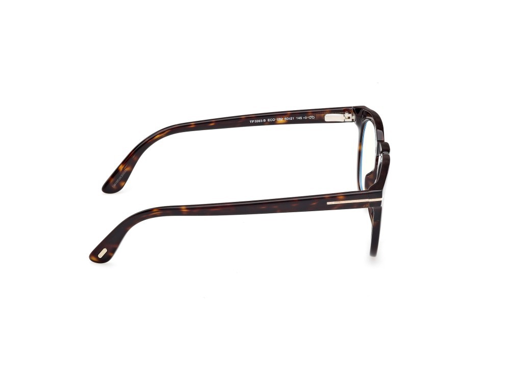 Occhiali da vista Tom Ford FT5993-B (052) + clip-on colore avana scura forma rotondo lenti verde