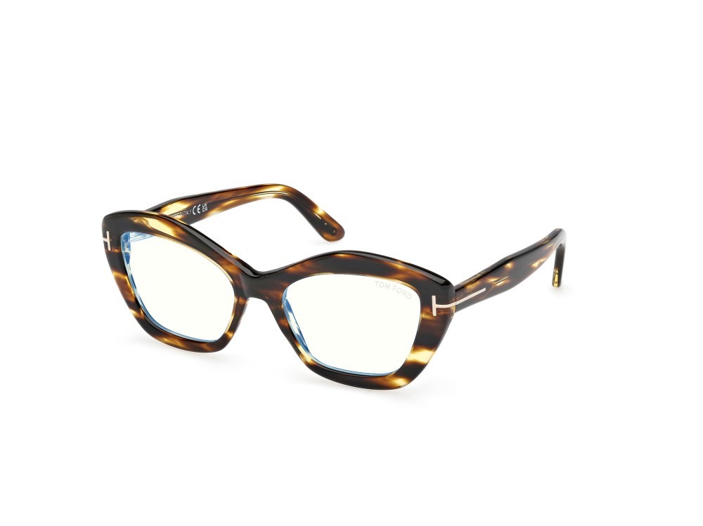 Eyeglasses Tom Ford FT6044-B (055) color avana colorata  shape geometric 