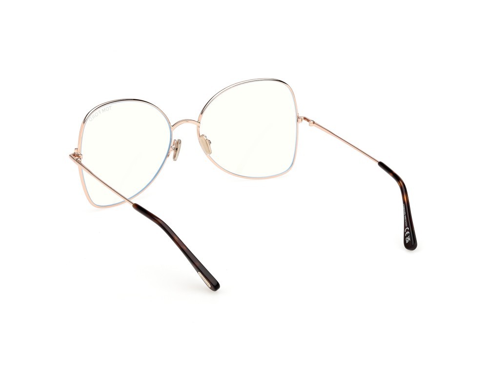 Eyeglasses Tom Ford FT6049-B (028) color oro rosé lucido  shape butterfly 