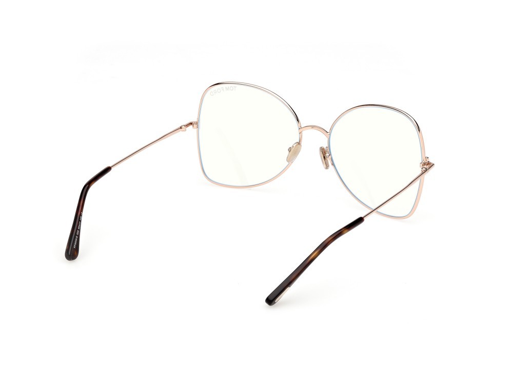 Eyeglasses Tom Ford FT6049-B (028) color oro rosé lucido  shape butterfly 