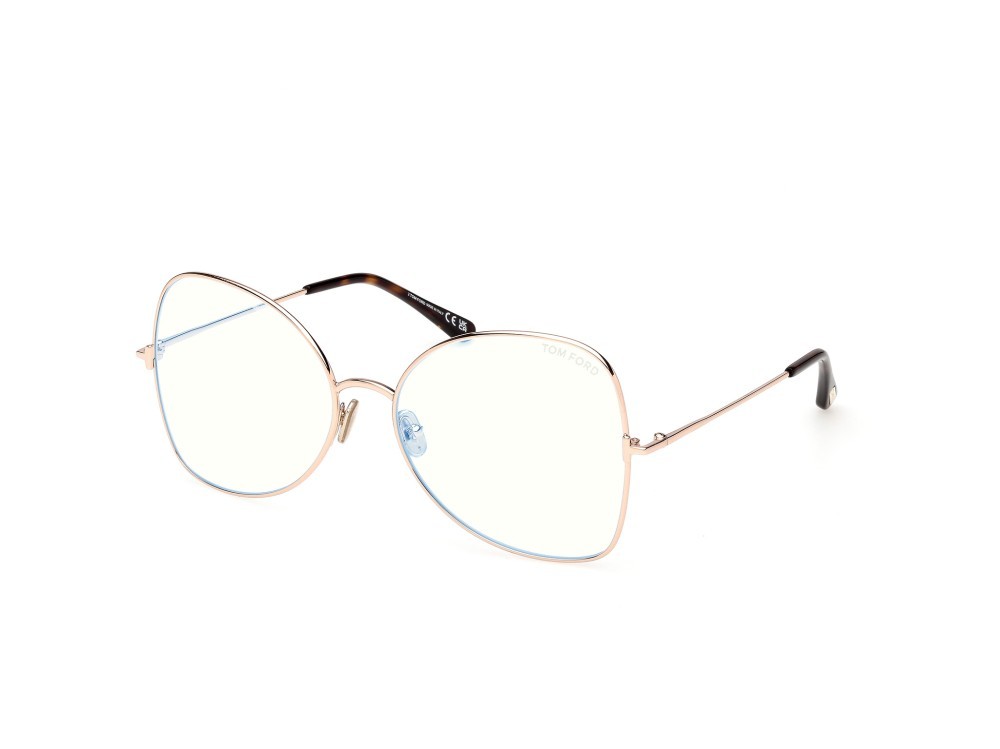 Eyeglasses Tom Ford FT6049-B (028) color oro rosé lucido  shape butterfly 