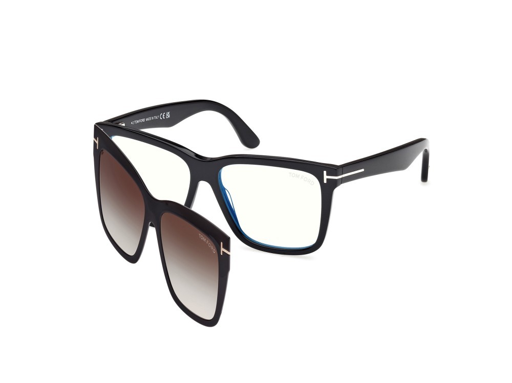 Eyeglasses Tom Ford FT6069-B (001) + clip-on color nero lucido shape square 