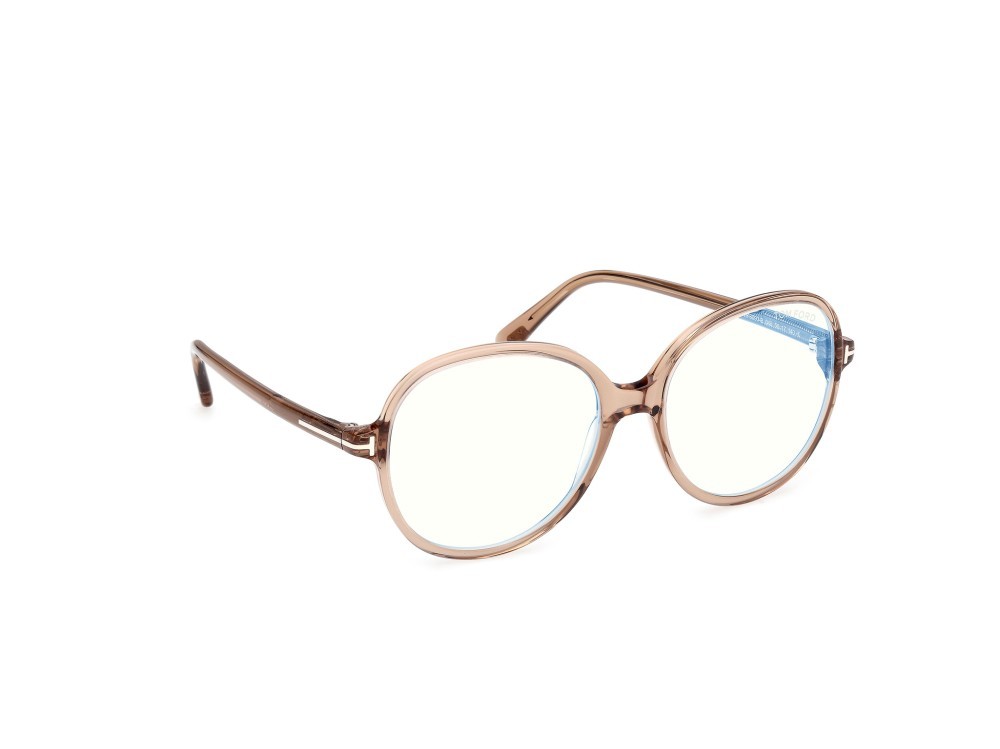 Eyeglasses Tom Ford FT6090-B (045) color marrone chiaro lucido shape round 