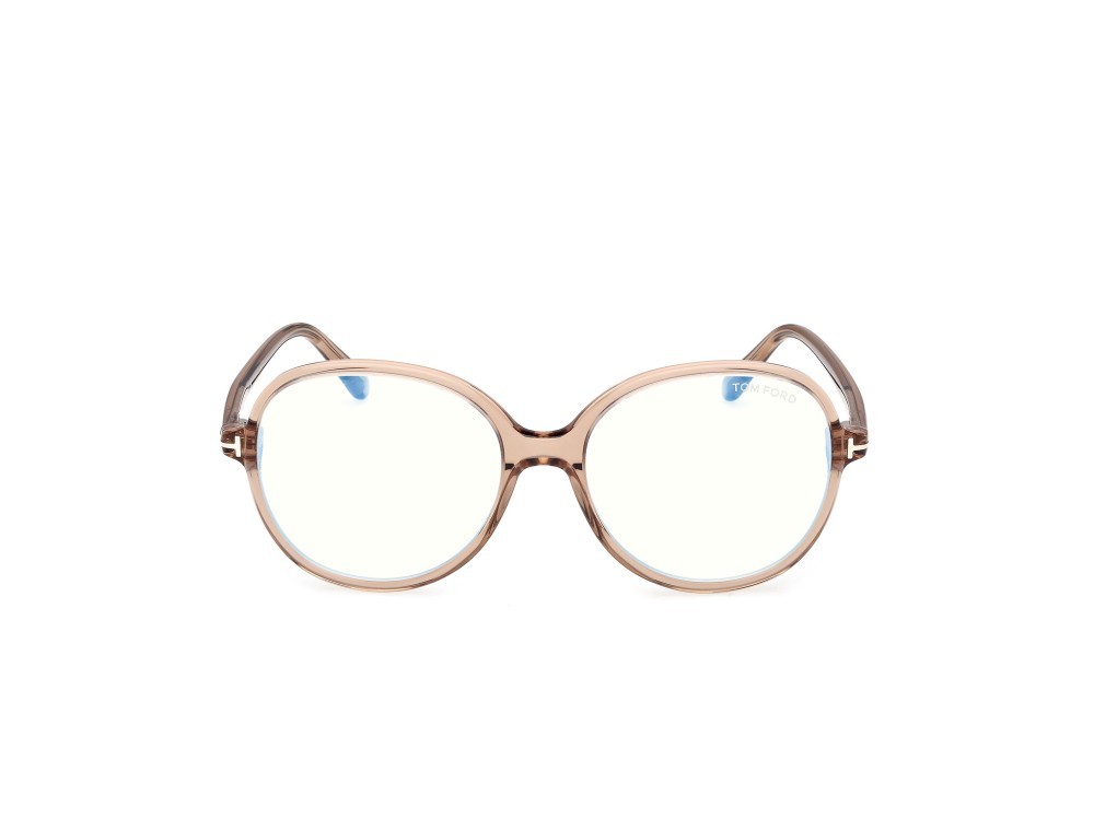 Eyeglasses Tom Ford FT6090-B (045) color marrone chiaro lucido shape round 