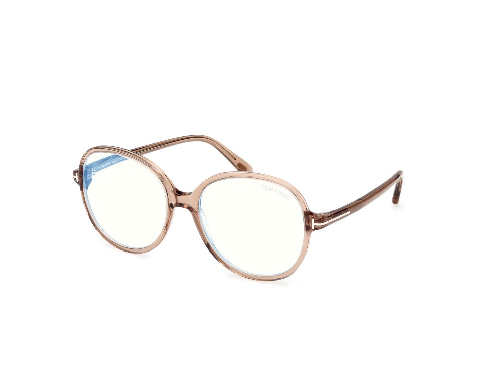 Eyeglasses Tom Ford FT6090-B (045) color marrone chiaro lucido shape round 