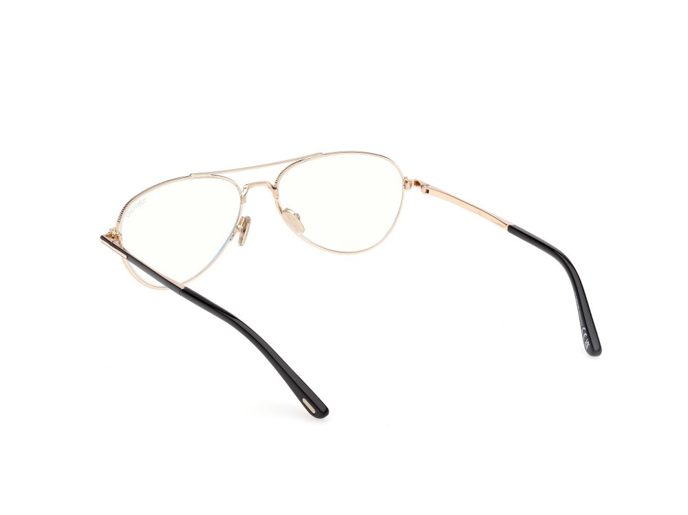 Occhiali da vista Tom Ford FT6128-B (028) colore oro rosé lucido / nero lucido forma aviator 