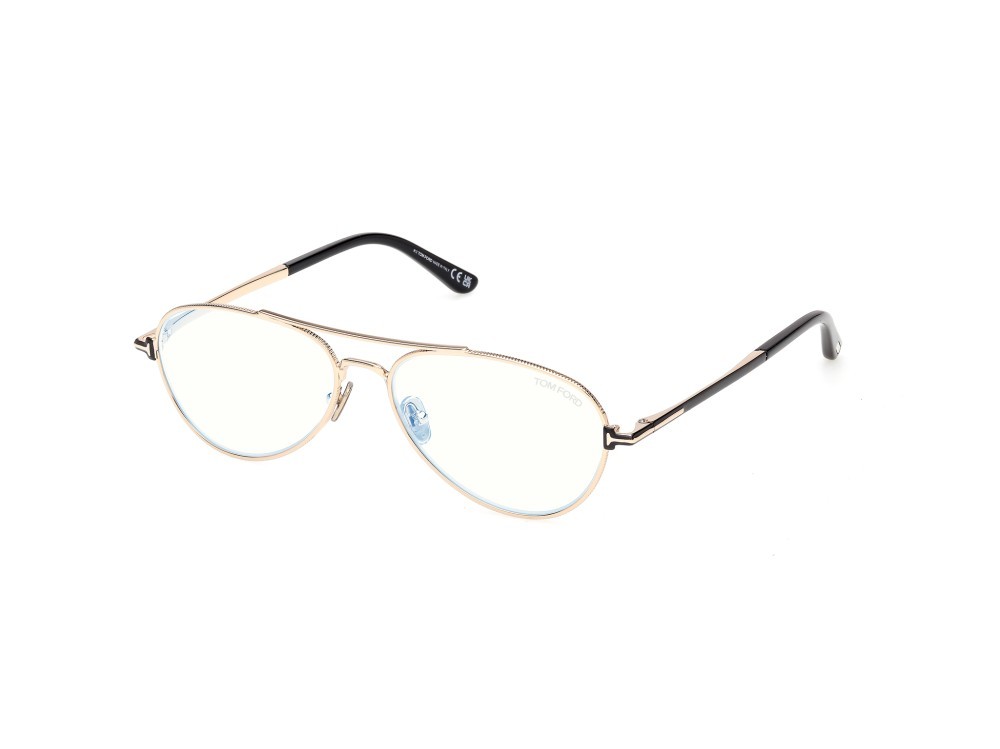 Occhiali da vista Tom Ford FT6128-B (028) colore oro rosé lucido / nero lucido forma aviator 