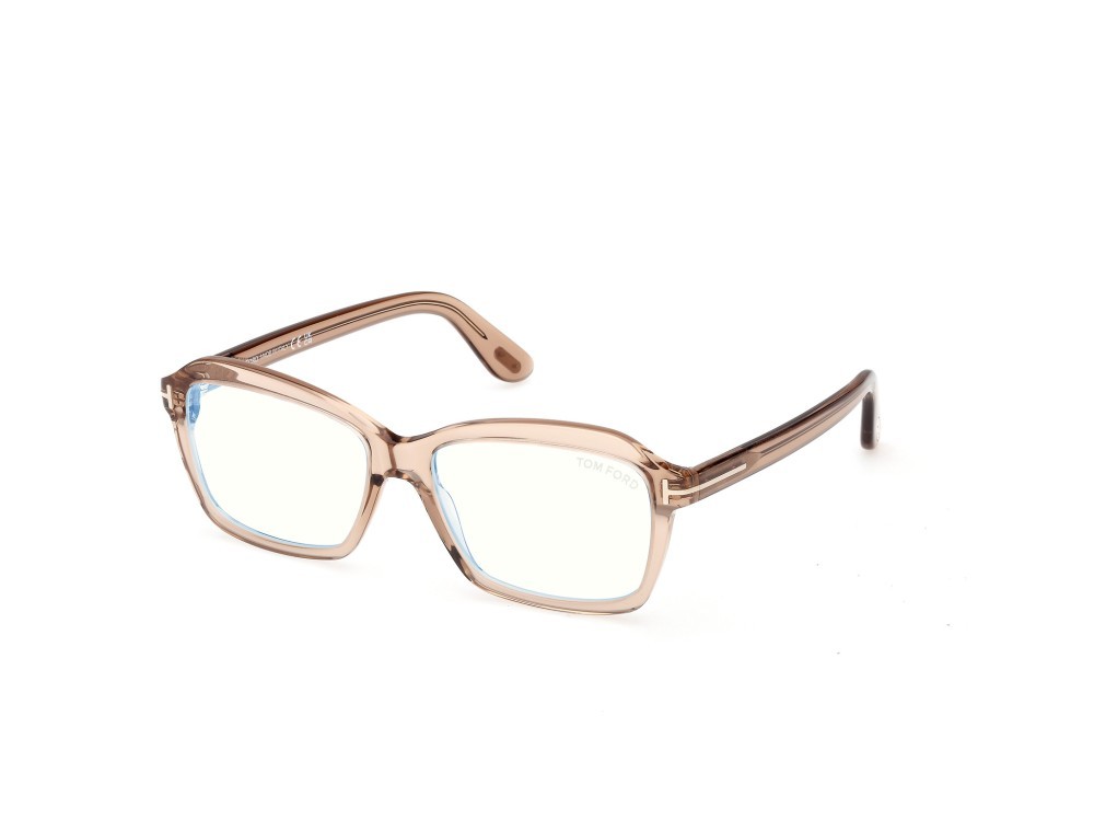 Eyeglasses Tom Ford FT6129-B (045) color marrone chiaro lucido shape rectangle 