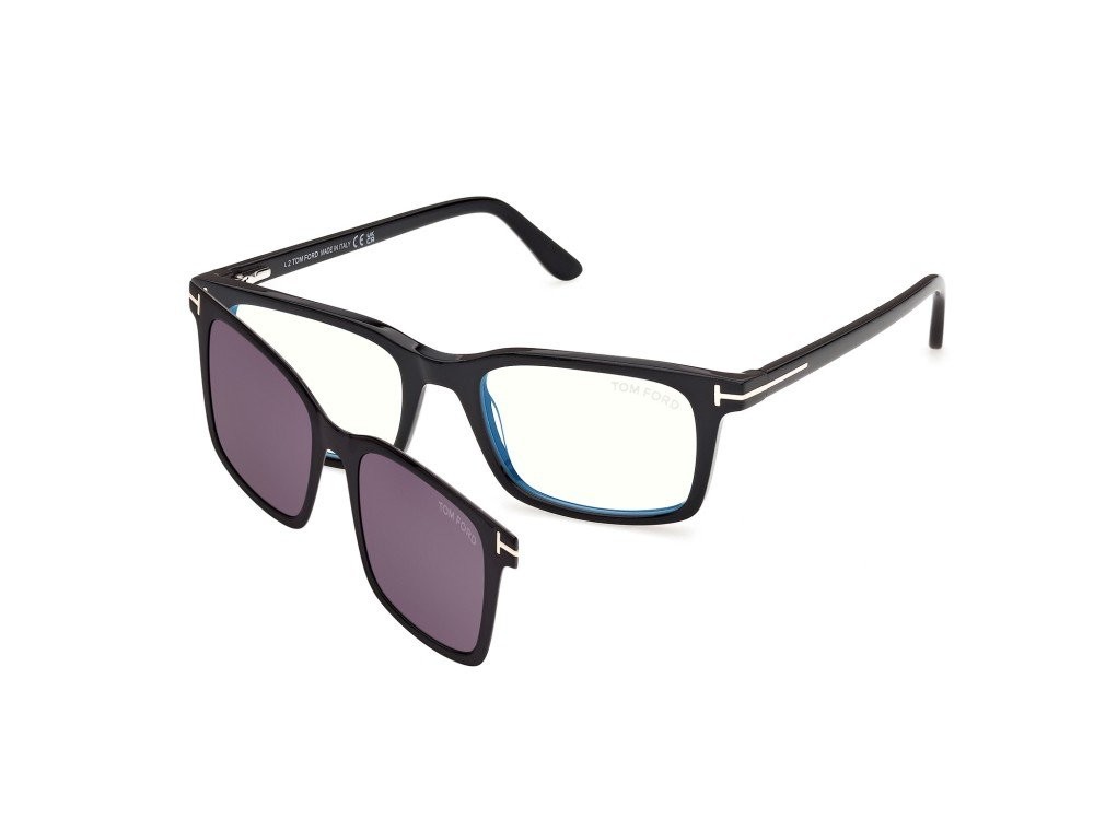 Sunglasses Tom Ford FT6175-B (001) + clip-on color nero lucido shape rectangle 