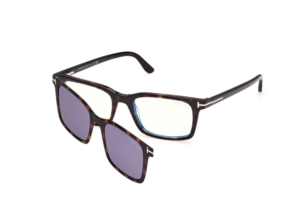 Sunglasses Tom Ford FT6175-B (052) + clip-on color avana scura shape rectangle 