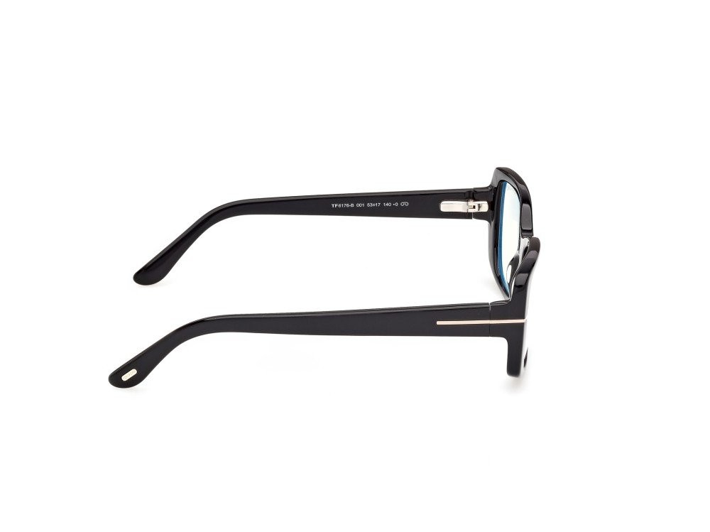 Sunglasses Tom Ford FT6176-B (001) + clip-on color nero lucido  shape rectangle lenses fumo